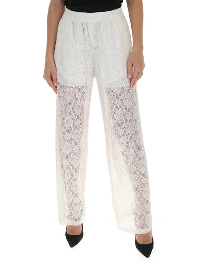 Shop Mm6 Maison Margiela Lace Sheer Trousers In White