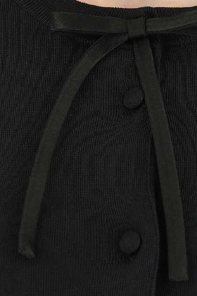 Shop Prada Bow Trim Cardigan In Black