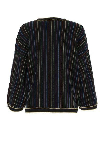 Shop Gucci Glittered Stripe Embroidered Jacket In Black