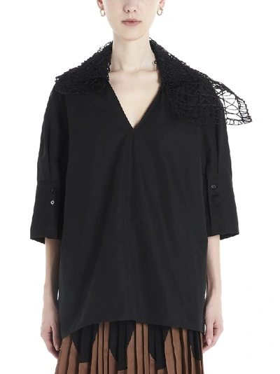 Shop Jil Sander Asymmetric Collar Detail Blouse In Black