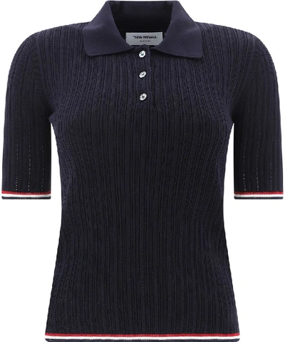 Shop Thom Browne Ribbed Short In Blue