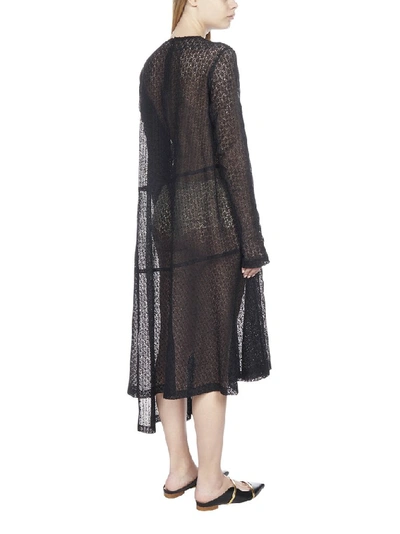 Shop Jil Sander Lace Pattern Asymmetric Maxi Dress In Black