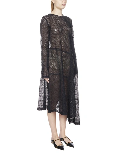 Shop Jil Sander Lace Pattern Asymmetric Maxi Dress In Black