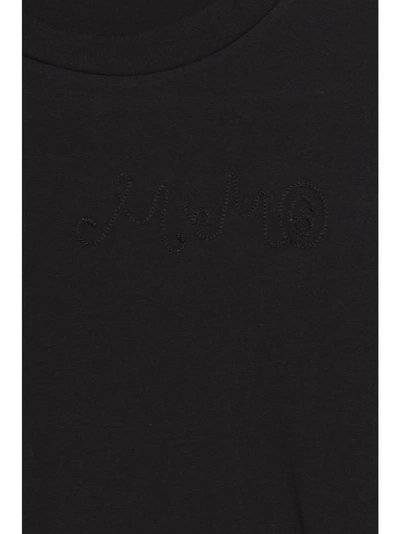 Shop Mm6 Maison Margiela Logo Embroidered T In Black