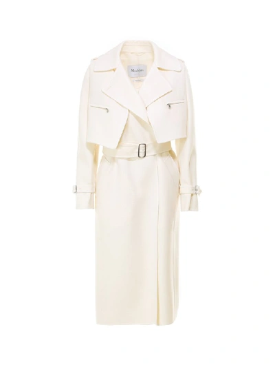 Shop Max Mara Belted Coat In White
