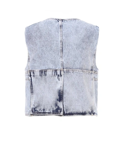 Shop Mm6 Maison Margiela Cropped Denim Vest In Blue