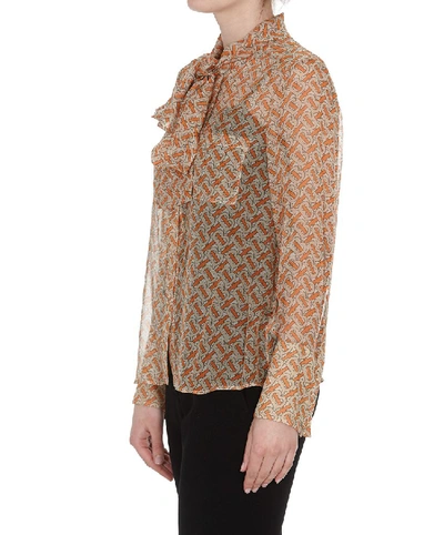 Shop Burberry Monogram Print Blouse In Orange