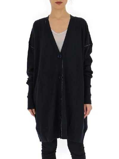 Shop Mm6 Maison Margiela Oversize Knitted Cardigan In Navy