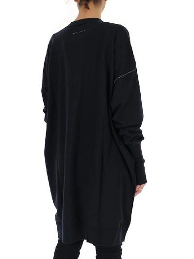 Shop Mm6 Maison Margiela Oversize Knitted Cardigan In Navy