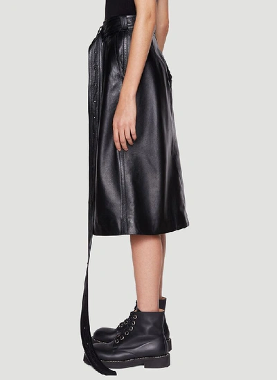 Shop Marni Leather Skirt In Black