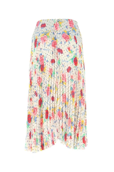 Shop Balenciaga Pleated Printed Skirt In Multi