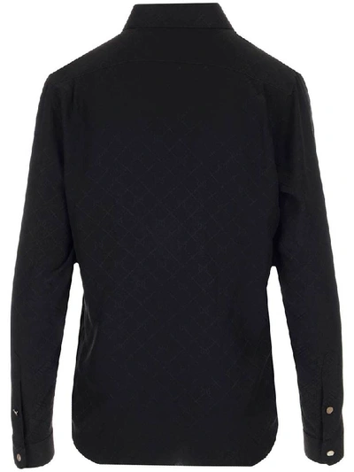 Shop Gucci Check Gg Crêpe Shirt In Black