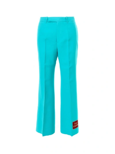 Shop Gucci Eterotopia Flared Pants In Blue
