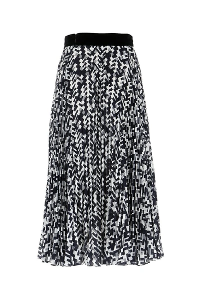 Shop Prada Printed Pleated Skirt In Multi