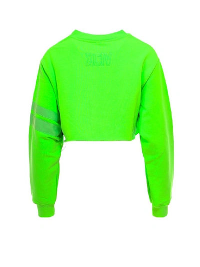 Shop Gcds Cropped Crewneck Sweatshirt In Green