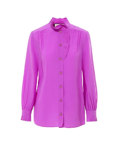 Shop Gucci Ruffled Detail Shirt In Purple