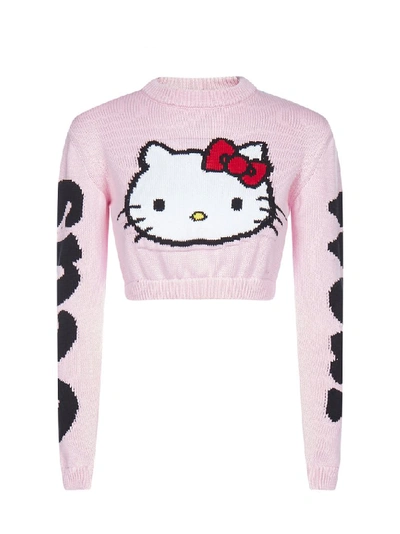 Shop Gcds Hello Kitty Cropped Jumper In Pink