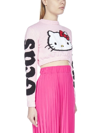 Shop Gcds Hello Kitty Cropped Jumper In Pink