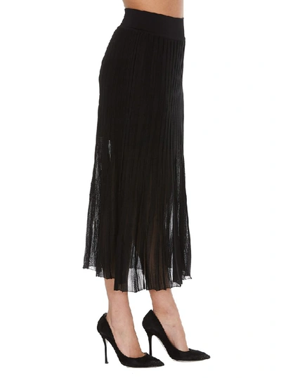 Shop Balmain Pleated Skirt In Black