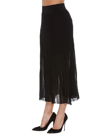 Shop Balmain Pleated Skirt In Black
