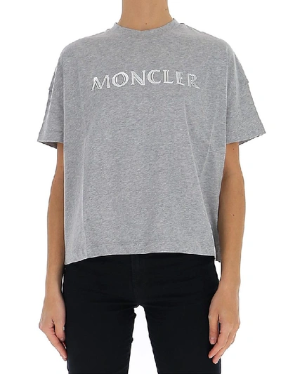 Shop Moncler Logo T In Grey