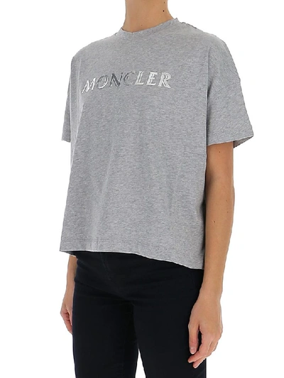 Shop Moncler Logo T In Grey