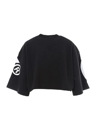 Shop Gcds Logo Cropped Sweatshirt In Black