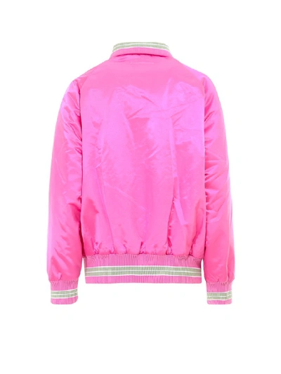 Shop Mm6 Maison Margiela Logo Patchwork Bomber Jacket In Pink