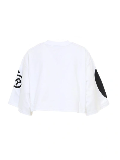 Shop Gcds Logo Cropped Sweatshirt In White