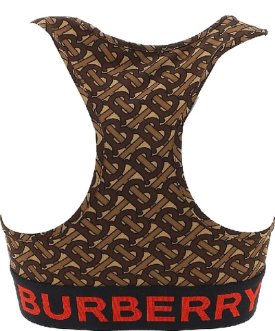 Shop Burberry Monogram Printed Sports Bra In Brown