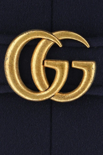 Shop Gucci Gg Single Breasted Coat In Navy