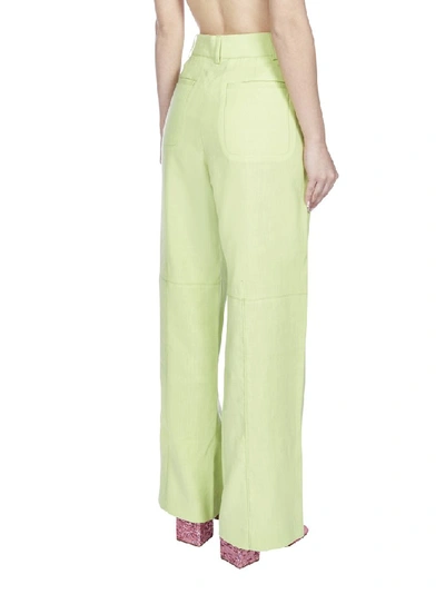 Shop Jacquemus Straight Fit Pants In Green