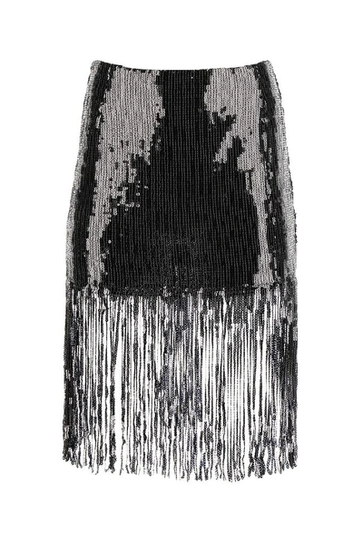 Shop L'autre Chose Fringed Sequins Skirt In Black