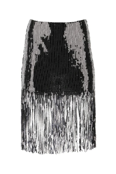 Shop L'autre Chose Fringed Sequins Skirt In Black