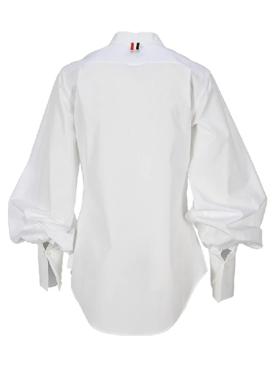 Shop Thom Browne Poplin Gathered Sleeve Shirt In White
