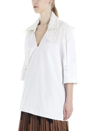 Shop Jil Sander Asymmetric Collar Detail Blouse In White
