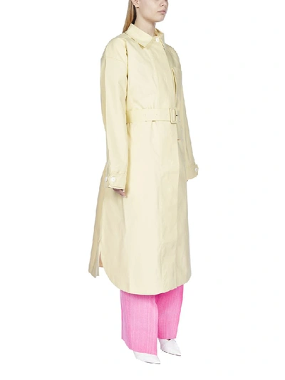 Shop Jacquemus Belted Long Coat In Yellow