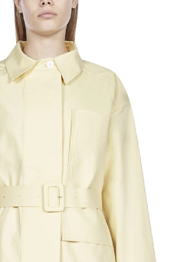 Shop Jacquemus Belted Long Coat In Yellow