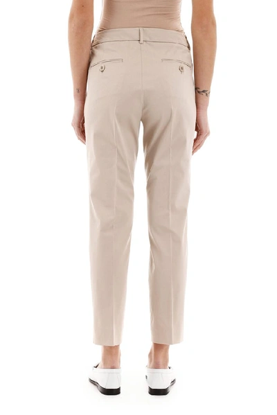 Shop Weekend Max Mara Slim Fit Cropped Pants In Beige