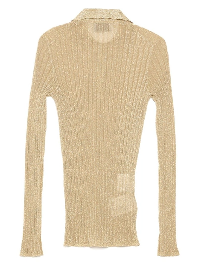 Shop Prada Knitted Polo Shirt In Gold