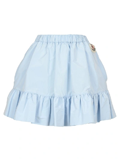Shop Moncler Genius Logo Patch Mini Skirt In Blue