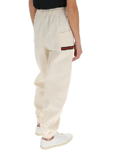 Shop Gucci Drawstring Track Pants In Beige