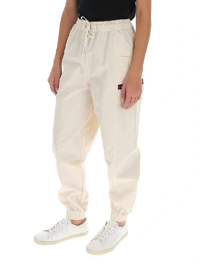 Shop Gucci Drawstring Track Pants In Beige