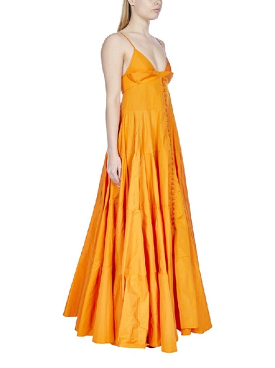 Jacquemus Manosque Tiered Taffeta Maxi Dress In Orange | ModeSens