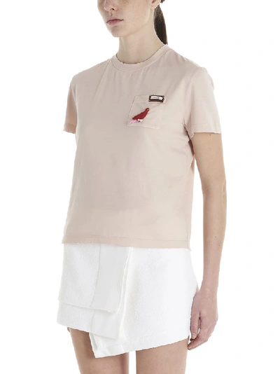 Shop Prada Bird Motif T In Pink