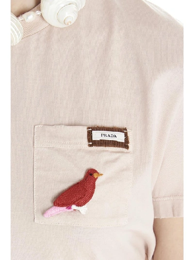 Shop Prada Bird Motif T In Pink