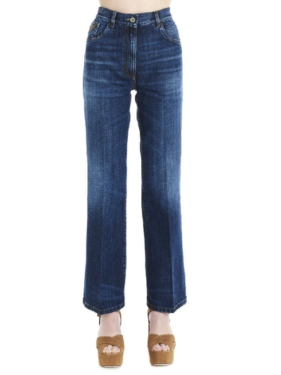 Shop Prada Wide Leg Jeans In Blue