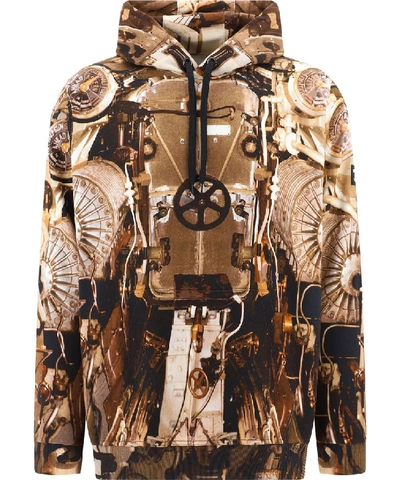 Shop Burberry Printed Hooded Sweatshirt In Brown