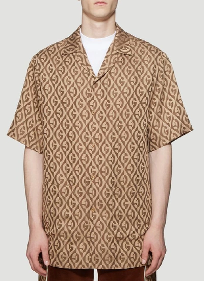 Shop Gucci G Rhombus Short Sleeved Shirt In Brown