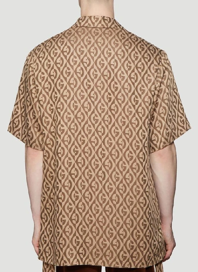 Shop Gucci G Rhombus Short Sleeved Shirt In Brown